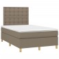 vidaXL Cama box spring con colchón y LED tela gris taupe 120x190 cm