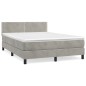 vidaXL Cama box spring con colchón terciopelo gris claro 140x200 cm