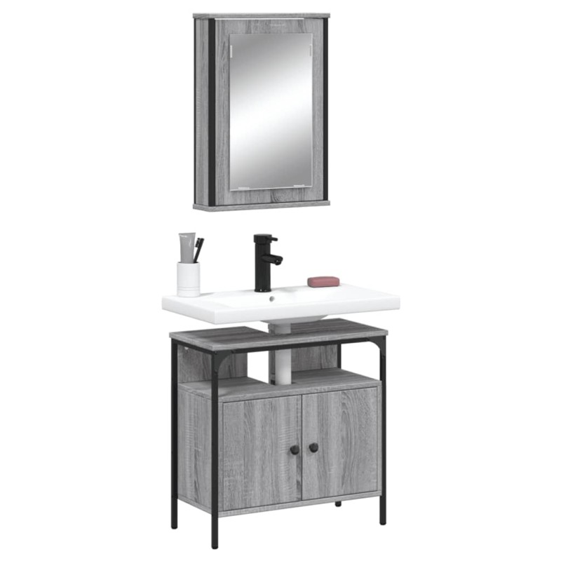 vidaXL Set de muebles de baño 2 pzas madera contrachapada gris sonoma vidaXL Set de muebles de baño 2 pzas madera contrachapada gris sonoma