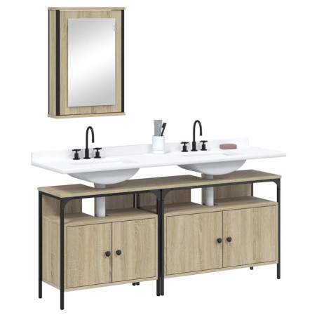 vidaXL Set de muebles de baño 3 pzas madera contrachapada roble Sonoma