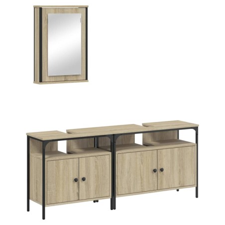vidaXL Set de muebles de baño 3 pzas madera contrachapada roble Sonoma