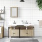 vidaXL Set de muebles de baño 3 pzas madera contrachapada roble Sonoma vidaXL Set de muebles de baño 3 pzas madera contrachapada roble Sonoma