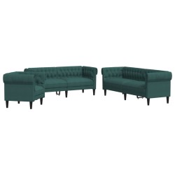 vidaXL Juego de sofás 3 piezas tela verde oscuro
