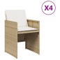 vidaXL Sillas de jardín con cojines 4 uds ratán sintético beige vidaXL Sillas de jardín con cojines 4 uds ratán sintético beige