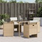 vidaXL Sillas de jardín con cojines 4 uds ratán sintético beige vidaXL Sillas de jardín con cojines 4 uds ratán sintético beige