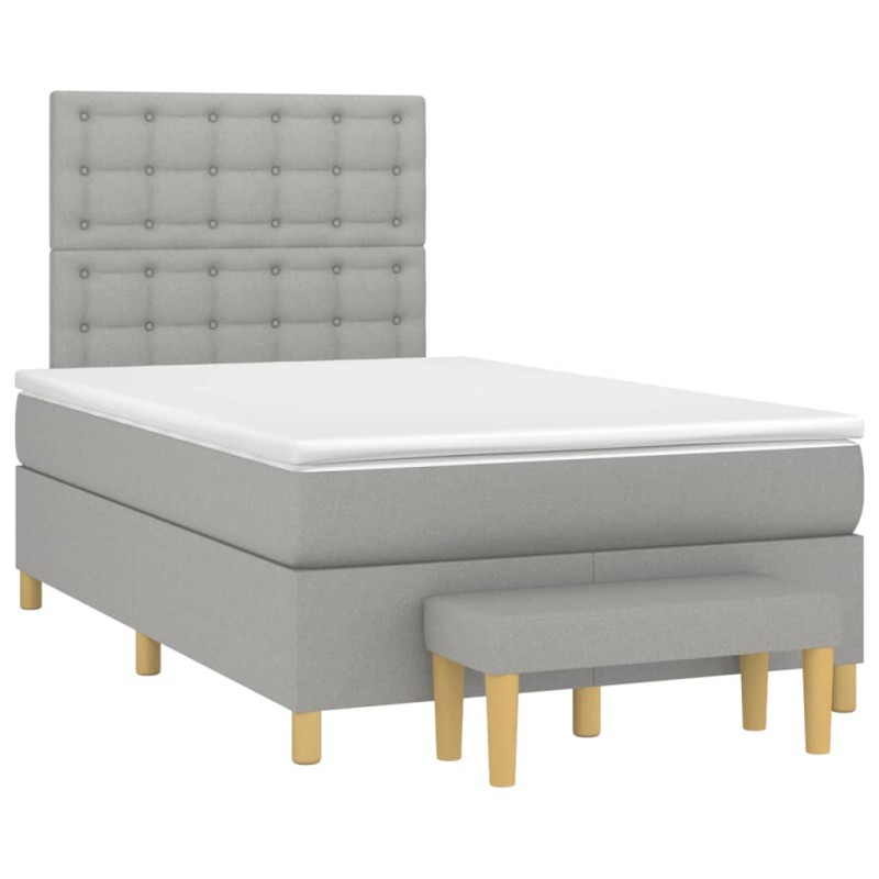 vidaXL Cama box spring con colchón tela gris claro 120x190 cm