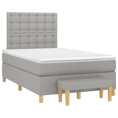 vidaXL Cama box spring con colchón tela gris claro 120x190 cm