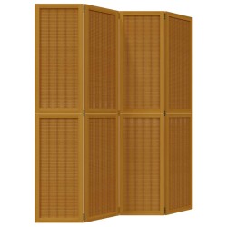 vidaXL Biombo separador de 4 paneles madera maciza paulownia marrón
