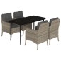 vidaXL Set comedor de jardín 5 pzas cojines ratán sintético gris claro vidaXL Set comedor de jardín 5 pzas cojines ratán sintético gris claro