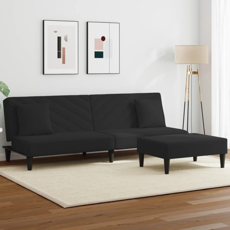 vidaXL Juego de sofás con cojines 2 piezas terciopelo negro vidaXL Juego de sofás con cojines 2 piezas terciopelo negro