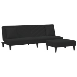 vidaXL Juego de sofás con cojines 2 piezas terciopelo negro