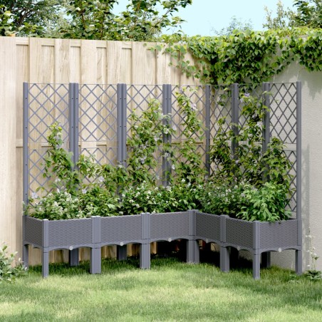 vidaXL Jardinera con enrejado PP gris 160x120x142 cm
