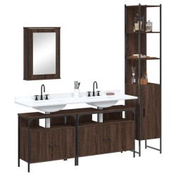 vidaXL Set de muebles baño 4 pzas madera contrachapada roble marrón
