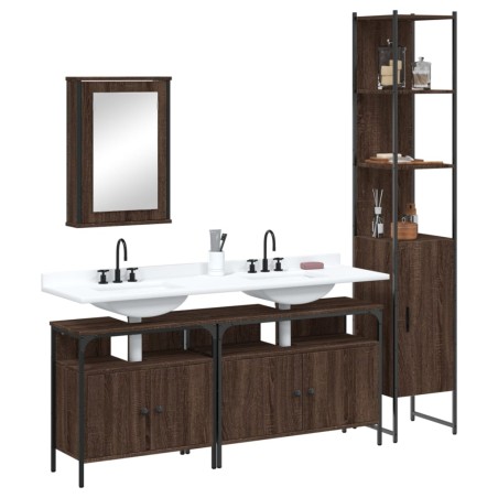 vidaXL Set de muebles baño 4 pzas madera contrachapada roble marrón