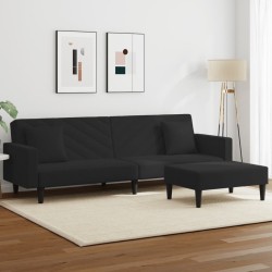 vidaXL Juego de sofás con cojines 2 piezas terciopelo negro