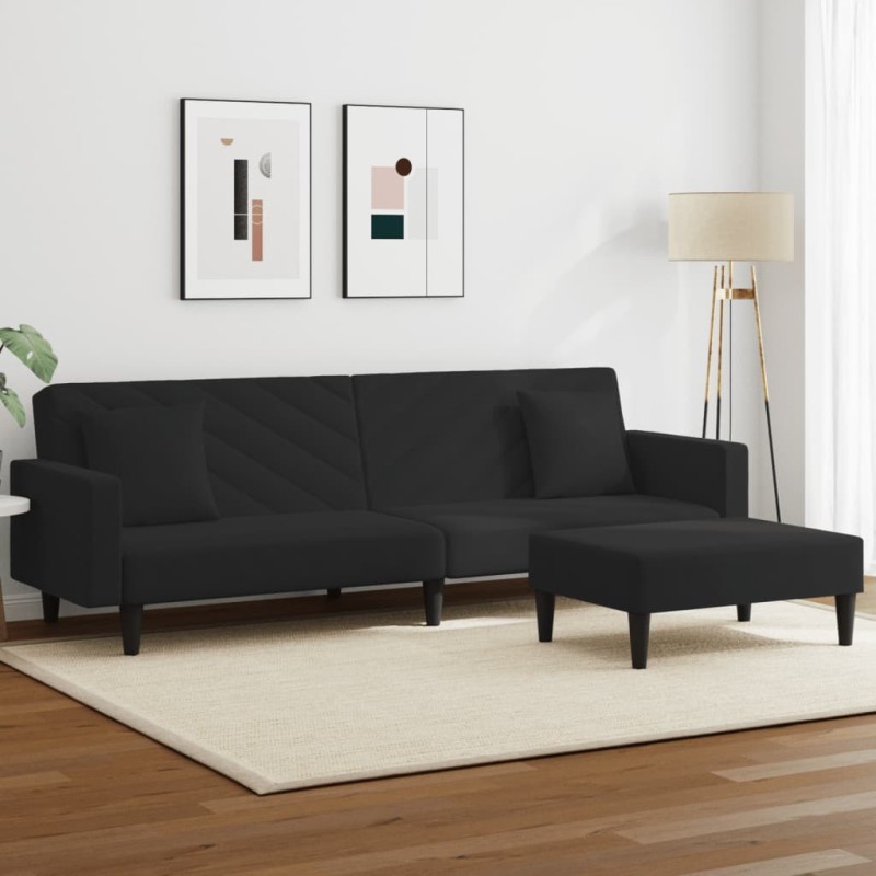 vidaXL Juego de sofás con cojines 2 piezas terciopelo negro vidaXL Juego de sofás con cojines 2 piezas terciopelo negro