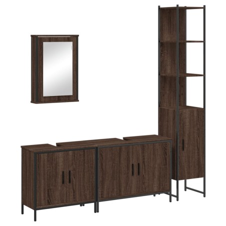 vidaXL Set de muebles baño 4 pzas madera contrachapada roble marrón