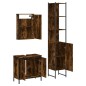 vidaXL Set de muebles baño 3 pzas madera contrachapada roble ahumado vidaXL Set de muebles baño 3 pzas madera contrachapada roble ahumado