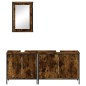 vidaXL Set de muebles baño 3 pzas madera contrachapada roble ahumado vidaXL Set de muebles baño 3 pzas madera contrachapada roble ahumado