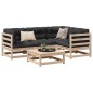 vidaXL Juego de sofás de jardín 5 pzas con cojines madera maciza pino vidaXL Juego de sofás de jardín 5 pzas con cojines madera maciza pino
