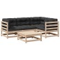 vidaXL Juego de sofás de jardín 5 pzas con cojines madera maciza pino vidaXL Juego de sofás de jardín 5 pzas con cojines madera maciza pino