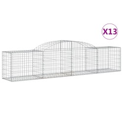 vidaXL Cestas de gaviones 13 uds forma de arco hierro 300x50x60/80 cm