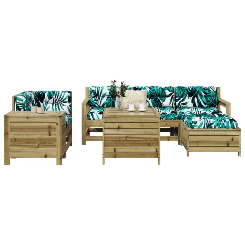 vidaXL Juego de sofás de jardín 7 pzas madera de pino impregnada vidaXL Juego de sofás de jardín 7 pzas madera de pino impregnada