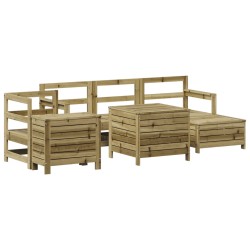 vidaXL Juego de sofás de jardín 7 pzas madera de pino impregnada
