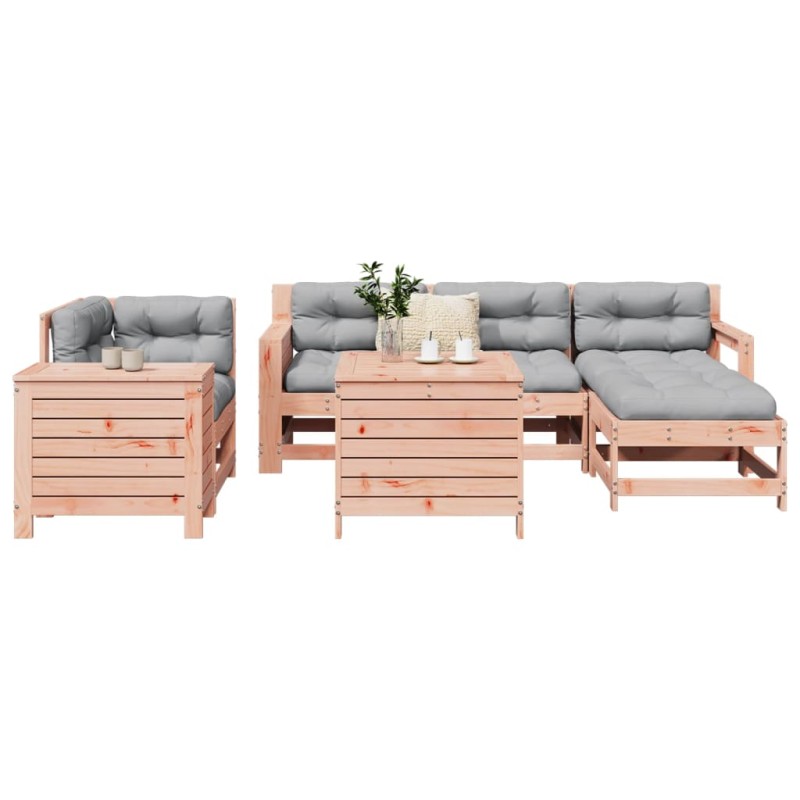 vidaXL Juego de sofás de jardín 7 pzas madera maciza de abeto Douglas vidaXL Juego de sofás de jardín 7 pzas madera maciza de abeto Douglas