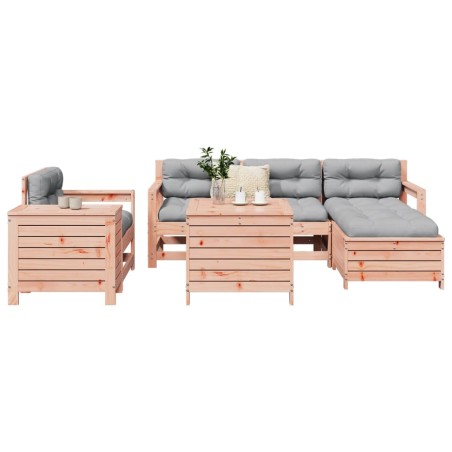 vidaXL Juego de sofás de jardín 7 pzas madera maciza de abeto Douglas