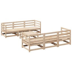 vidaXL Juego de sofás de jardín 7 piezas madera maciza de pino