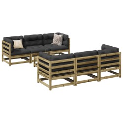 vidaXL Set de sofás jardín 7 pzas con cojines madera pino impregnada