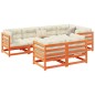 vidaXL Set de sofás jardín 7 pzas con cojines madera pino marrón cera vidaXL Set de sofás jardín 7 pzas con cojines madera pino marrón cera