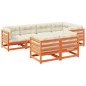 vidaXL Set de sofás jardín 7 pzas con cojines madera pino marrón cera vidaXL Set de sofás jardín 7 pzas con cojines madera pino marrón cera