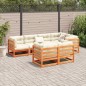 vidaXL Set de sofás jardín 7 pzas con cojines madera pino marrón cera vidaXL Set de sofás jardín 7 pzas con cojines madera pino marrón cera