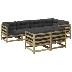 vidaXL Set de sofás jardín 7 pzas con cojines madera pino impregnada