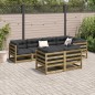 vidaXL Set de sofás jardín 7 pzas con cojines madera pino impregnada