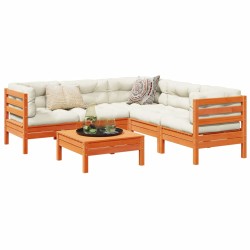 vidaXL Set de sofás jardín 6 pzas con cojines madera pino marrón cera