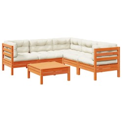 vidaXL Set de sofás jardín 6 pzas con cojines madera pino marrón cera