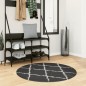 vidaXL Alfombra de pelo largo moderna negro y crema Ø 100 cm vidaXL Alfombra de pelo largo moderna negro y crema Ø 100 cm