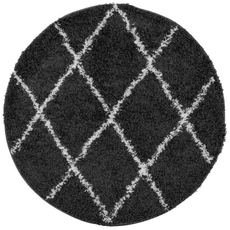 vidaXL Alfombra de pelo largo moderna negro y crema Ø 100 cm