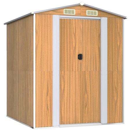 vidaXL Cobertizo jardín acero galvanizado marrón claro 192x191x223 cm