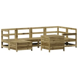 vidaXL Juego de sofás de jardín 7 pzas madera de pino impregnada