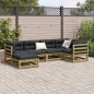 vidaXL Juego de sofás jardín 6 pzas con cojines madera pino impregnada vidaXL Juego de sofás jardín 6 pzas con cojines madera pino impregnada