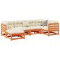 vidaXL Set de sofás jardín 6 pzas con cojines madera pino marrón cera vidaXL Set de sofás jardín 6 pzas con cojines madera pino marrón cera