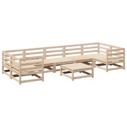 vidaXL Juego de sofás de jardín 8 pzas madera maciza de pino