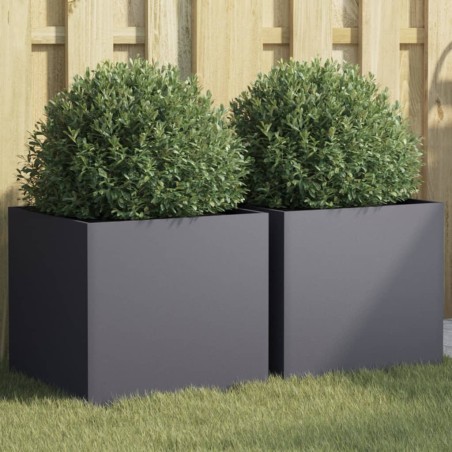 vidaXL Jardineras 2 uds acero laminado en frío antracita 42x40x39 cm