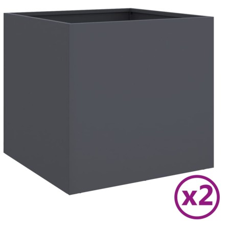 vidaXL Jardineras 2 uds acero laminado en frío antracita 42x40x39 cm