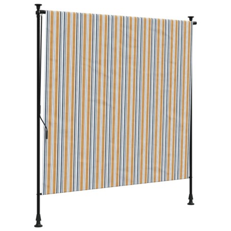 vidaXL Persiana enrollable exterior tela acero amarillo y blanco