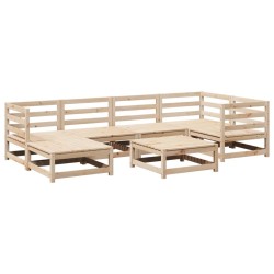 vidaXL Juego de sofás de jardín 7 piezas madera maciza de pino